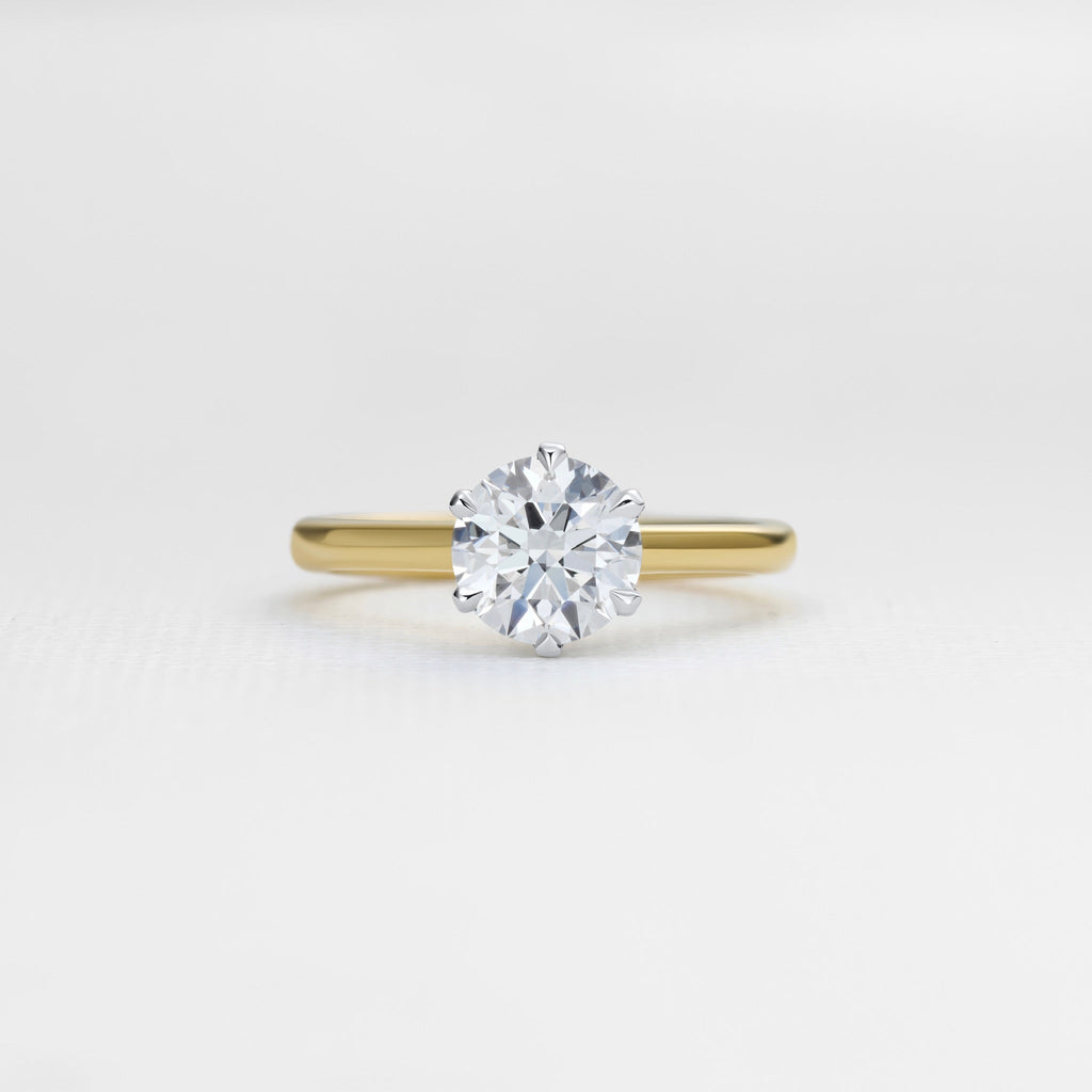 6 claw ‘The One’ - 18ct Yellow Gold / Platinum Setting / K / 3.33 Carats ROUND BRILLIANT IF EX EX EX D Diamond