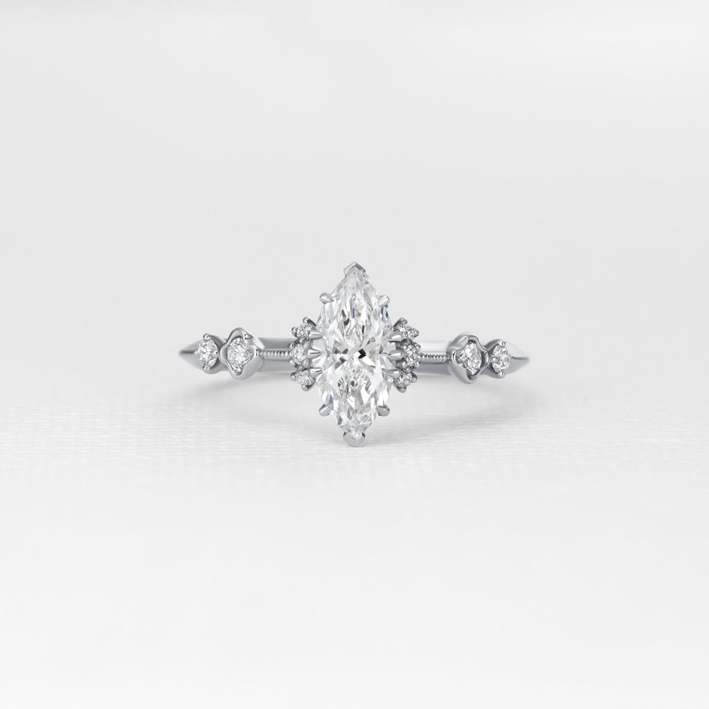 Hinata ring - Platinum / J / 4.59 Carats MARQUISE BRILLIANT VVS2 EX EX E Diamond