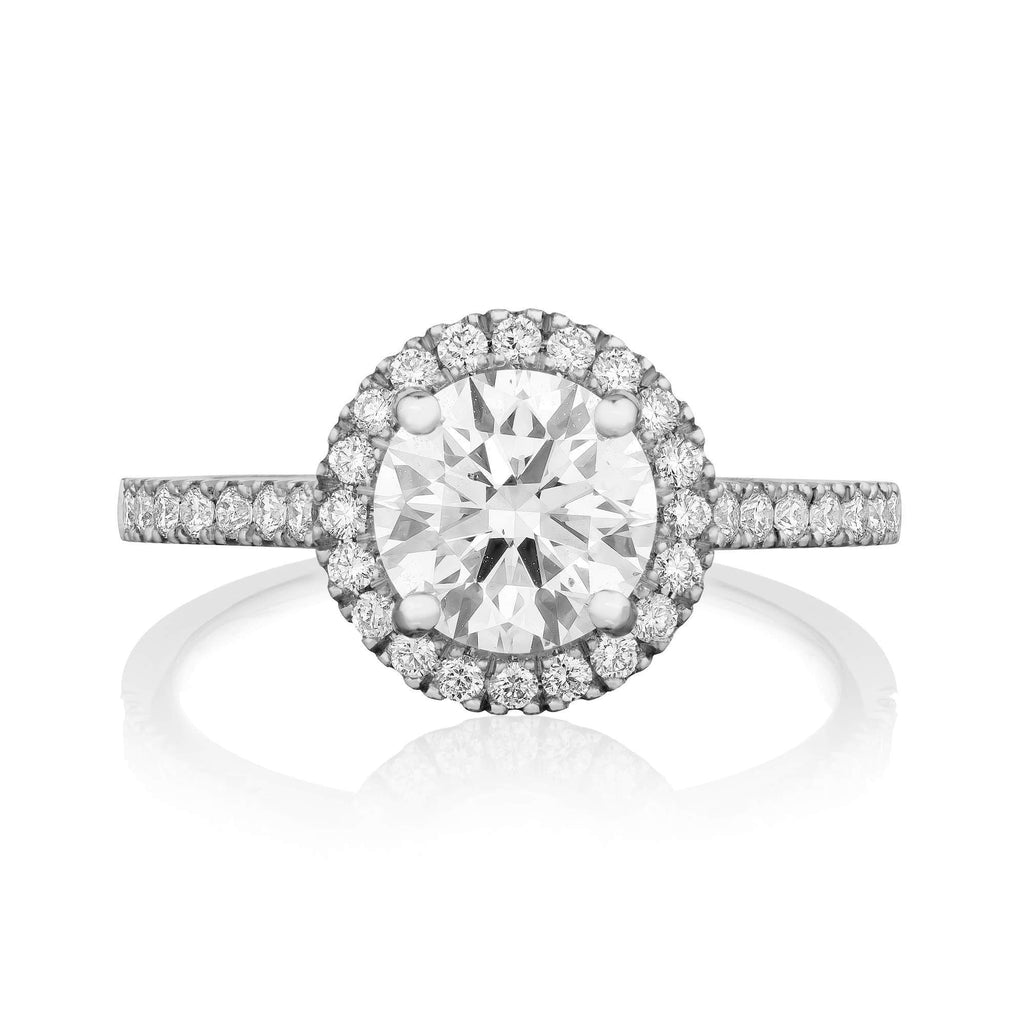 Halo No.11 - 18ct Rose Gold / Platinum Setting / L / 1 Carats ROUND BRILLIANT VVS1 EX EX EX E Diamond