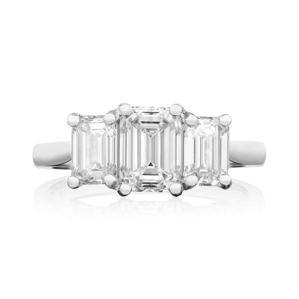 MCO Emerald Trilogy - Platinum / L / 1.2 Carats EMERALD VS1 EX VG F Diamond