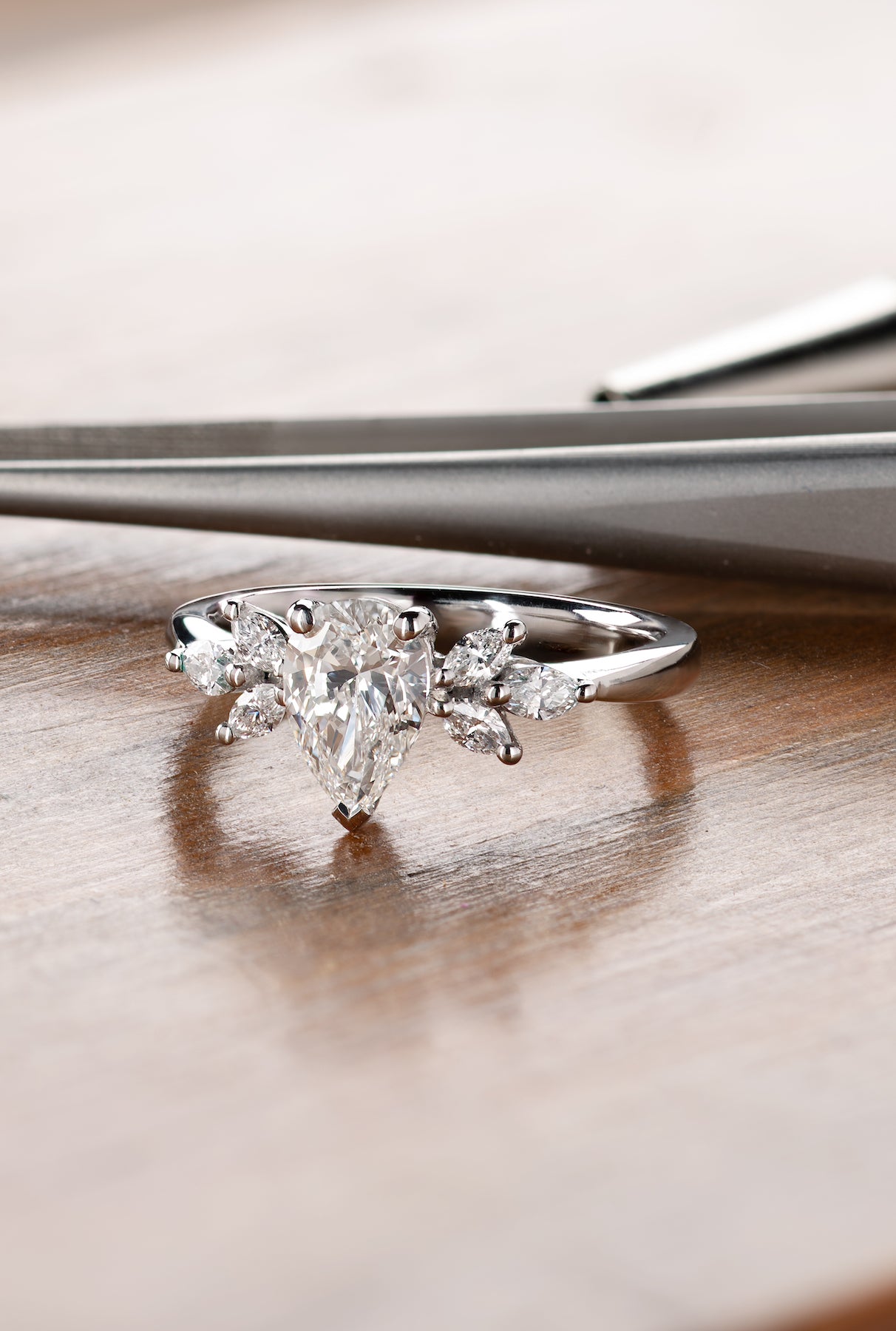 Diamond rings Jewellery Quarter Birmingham tasteful shape cut by Mitchel & Co
