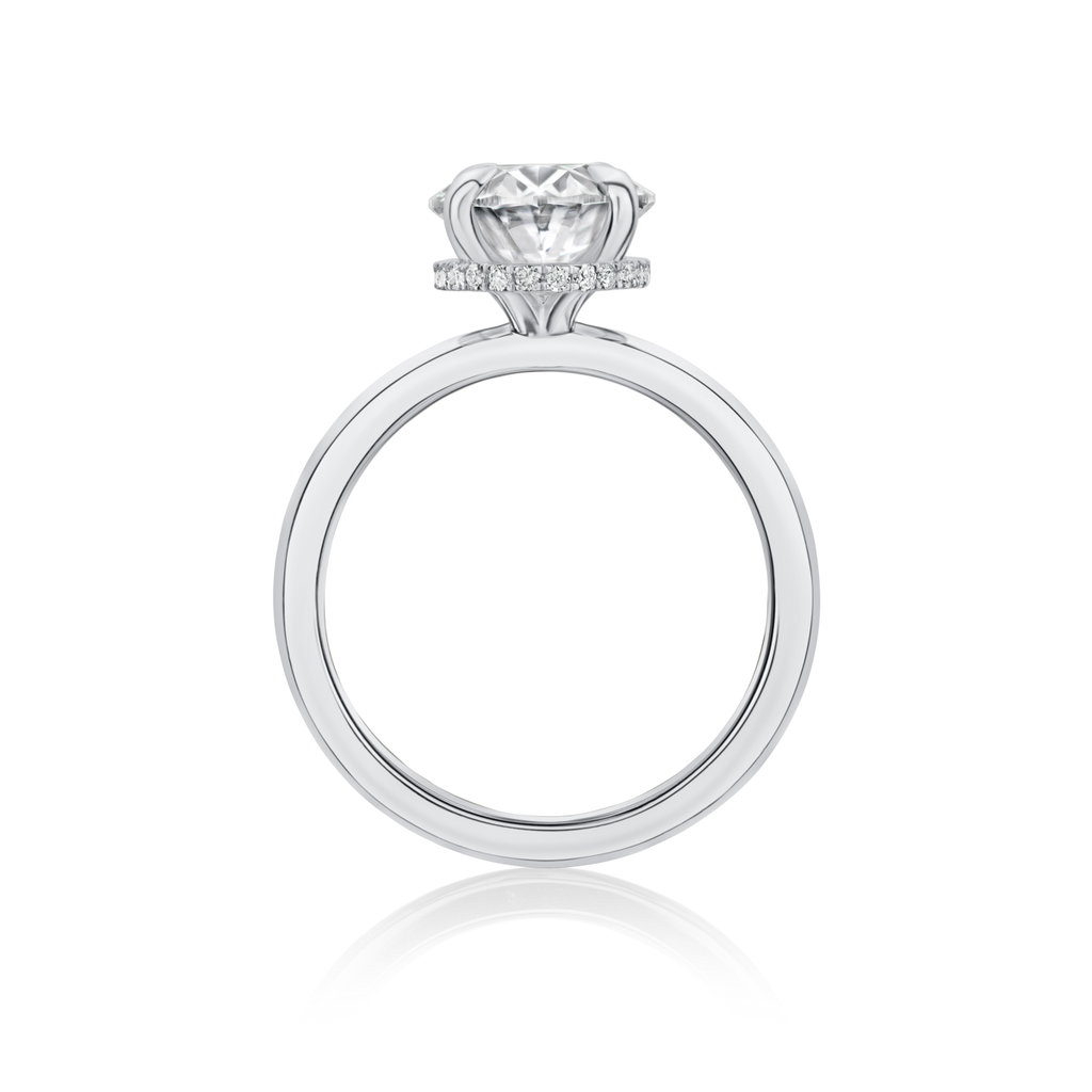Aster Oval Hidden Halo - 18ct White Gold / L / 0.43 Carats PEAR SI1 GD EX VG E Diamond