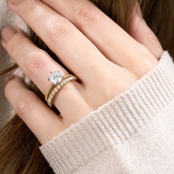 Aster Solitaire Set Gold Band Mitch Co